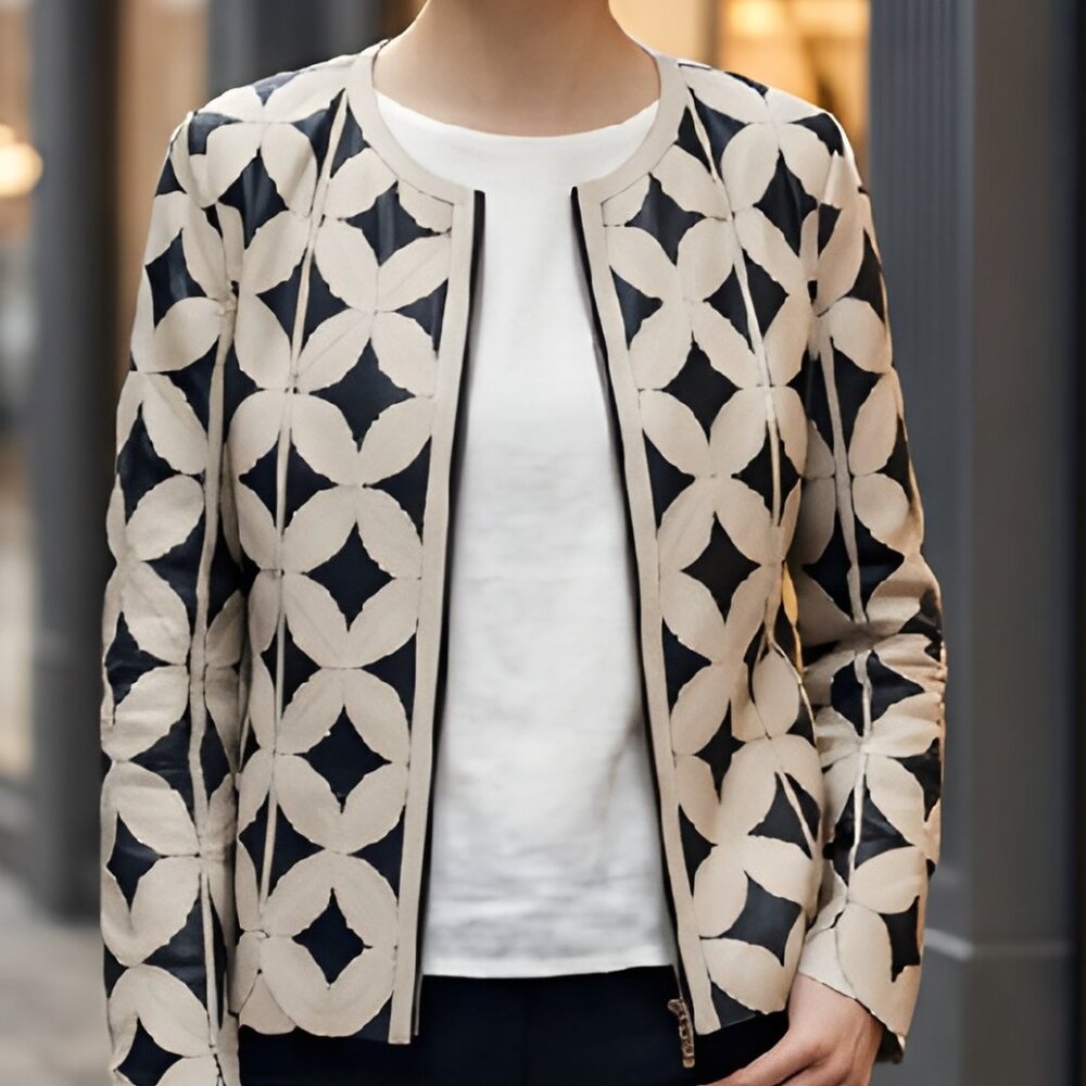 Sheer Womens Blouses Tops Shirt Jacket Leather Outfit Handmade Leaf